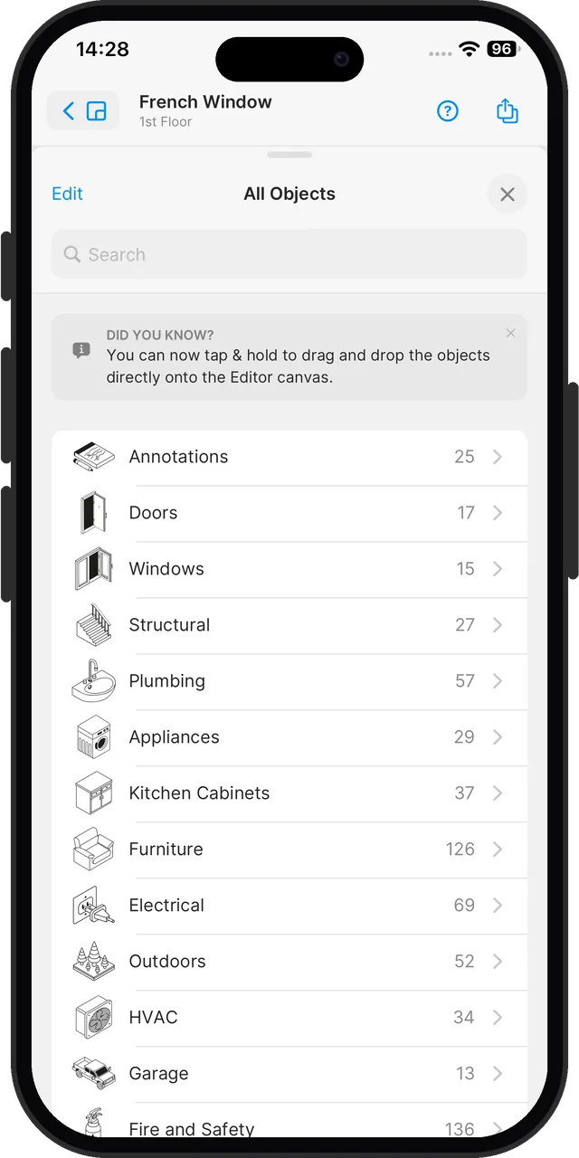 magicplan's objects by category