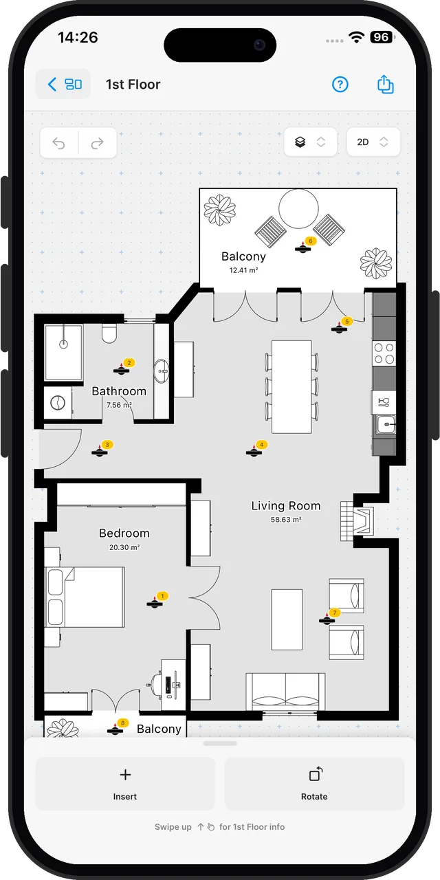 magicplan's furnished demo flat, every wall measured